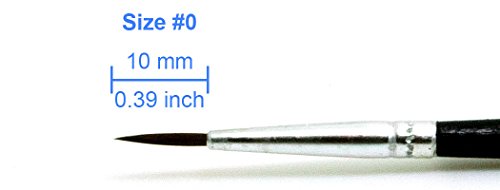 50 Pcs Fine Detail Synthetic Paint Brush Set, Pointed Round Size #0 Medium | Extra Fine Tip for Miniature, Scale Model, Figurine, Rock & Nail Painting with Acrylic Watercolor Oil Gouache Enamel & Ink - size: Size #0 (Medium)