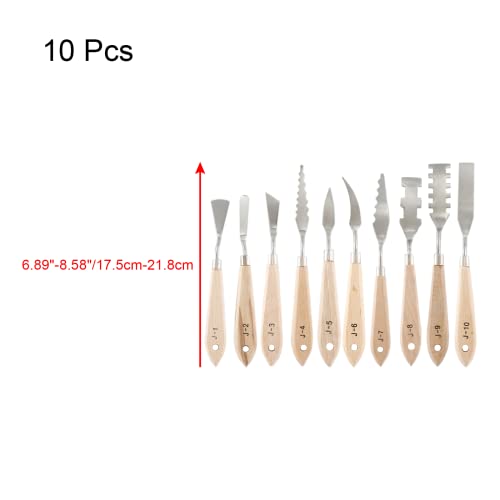 10pcs Palette Knife Set, Painting Knife, Paint Spatula | Stainless Steel, Wooden Handle, Painting Tools, Color Mixing Scraper Pallet Knife, for Oil, Acrylic, Canvas Painting
