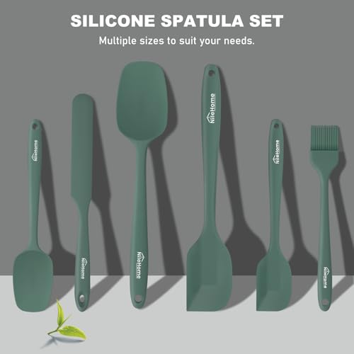 NileHome 6 Pieces Silicone Spatula Set with Silicone Brush,Mixing-Green - color: Green