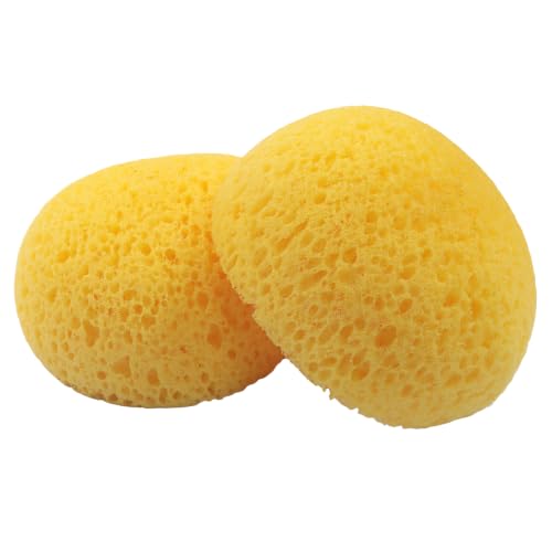 2 Pcs Natural Sponge for Painting, Yellow | Orange Peel Texture, Drywall Repair, Acrylic, Watercolor, Pottery, Creates Natural Wall & Art Textures - color: Yellow