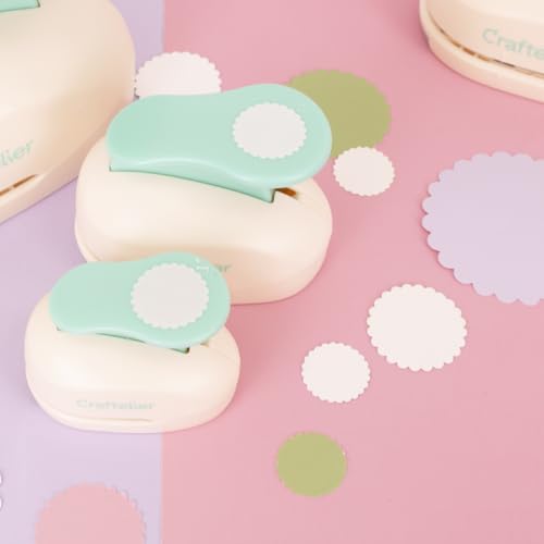 Craftelier - Scalloped Circle Punch 3" (7.62 cm) Diameter | Hole puncher, scrapbooking and crafts projects, lever punch, for paper and cardstock, size 5.9 x 3.74 x 4.13 in - size: Pack of 1: 3" Diameter