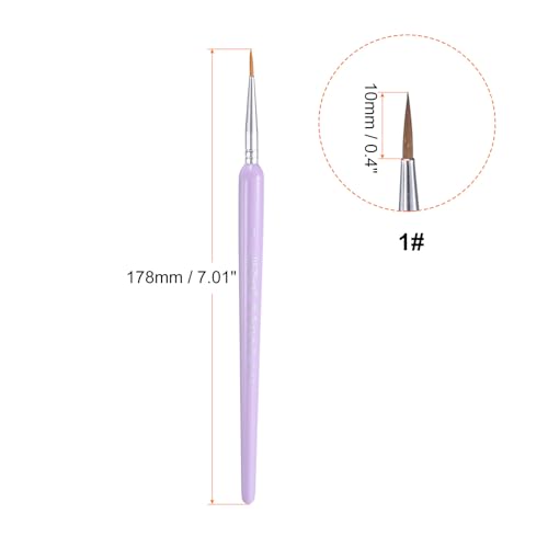 HARFINGTON 6pcs Detail Paint Brushes 10mm Pointed Tip Nylon Hair Miniature Painting Brush for Watercolor Oil Acrylic Painting(1#), Purple - color: Purple, size: 1# 10mm