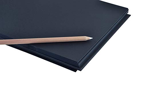 Black Drawing Book, 40 Sheets, 190 GSM, Spiral-Bound, Landscape, 11.75" x 8.25"