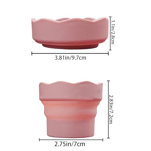 3 PCS Collapsible Paint Brush Washer Brush Rinser Cup Mini Foldable Silicone Watercolor Cup Silicone Washing Bucket Brush Holder Organizer Painting Water Cup for Watercolor Oil Painting - color: Pink