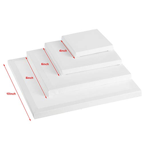 12 Pieces Assorted Size Mini Art Canvas Stretched for Craft Painting Drawing (4 Inches/ 6 Inches/ 8 Inches/ 10 Inches) - size: 4 Inches, 6 Inches, 8 Inches, 10 Inches