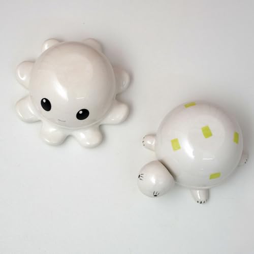Octopus Ceramic Paint Palette with Lid, Removable Water Bowl, Cute Ocean