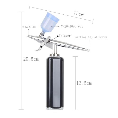 High air Flow Airbrush Kit,Portable Airbrush Compressor, Rechargeable Cordless Airbrush, Mini Air Brush, Handheld Airbrush Gun for Barber, Model Painting, Nail Art, Makeup, Tattoo - color: black