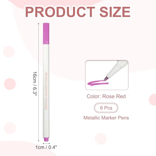 PATIKIL Metallic Marker Pens, 6Pcs Permanent Markers Medium Tip Quick Dry Paint Pen on Plastic Wood Stone Glass Canvas DIY Crafts Art Supplies for Drawing Writing Marking, Rose Red - color: Rose Red