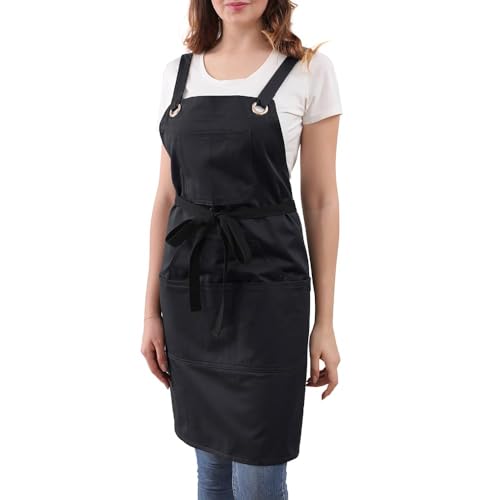 Kitchen Artist Apron for Chef, BBQ & Grill, 6 Deep Pockets with 1 Zipper Pocket,100% Cotton, M-XXL