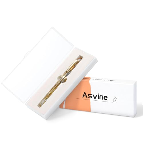 Asvine V126 Vacuum Filling Fountain Pen Fine Point, Brown Swirl Transparent Acrylic Pen Gift Case - color: Brown Swirl, style: Fine Point