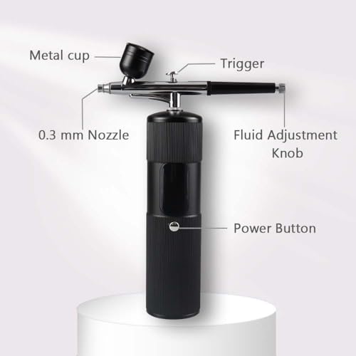 Airbrush Kit with Compressor, 48 PSI High Pressure Cordless Airbrush Gun, Portable Dual Action Airbrush Compressor Set, Handheld Mini Rechargeable Air Brushes for Painting, Model, Nail, Makeup - color: 48psi-black