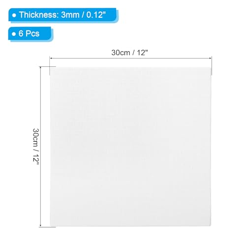 PATIKIL 12x12 Canvas Boards for Painting, 6 Pack 100% Cotton Square Triple Primed Stretched Blank Art Canvas Panel Bulk Thin for Acrylic, Oil, Tempera Paints, White - size: 12x12inch