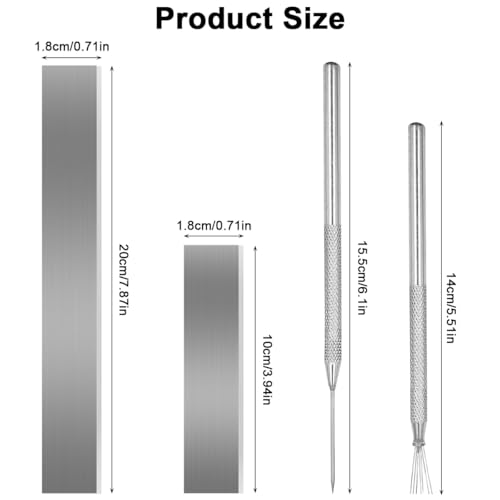 4 Pcs Polymer Clay Tools, 8 Inch 4 Inch Polymer Clay Blade,7-Pin Feather Texture Kits & Needle Tool, Stainless Steel Clay Blade,Flexible Polymer Clay Cutters for Slicing,Sculpturing Detailing,Cutting - size: 8 Inch & 4 Inch *2 Tools