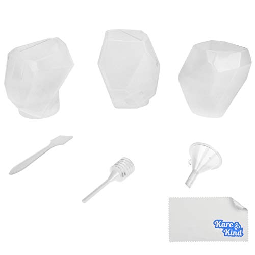 Polymer Clay/Resin Epoxy Molds - DIY 'Quartz Crystal' Kit - Set of 3 Silicone Shapes - Create Your Own Clear or Opaque Crystal Shaped Objects - Easy to Remove After Molding - Soft, Durable, Reusable