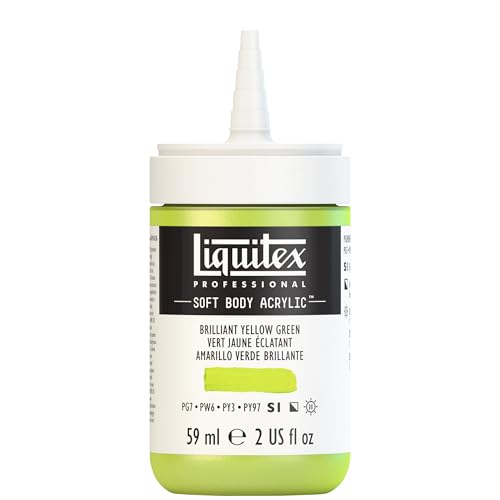 Liquitex Soft Body Acrylic Paint, 2-oz Bottle, Brilliant Yellow Green | Low Viscosity, Highly Pigmented, Satin Finish, Retains Subtle Brush Strokes, Great Surface Coverage, Highly Versatile - color: Brilliant Yellow Green, style: 2-oz Bottle