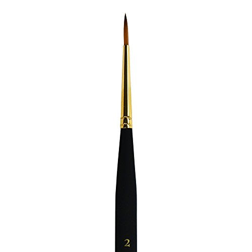 Princeton Mini-Detailer Round Brush, Synthetic, Short Handle, Size 2, 1 Count - color: Black, size: 2