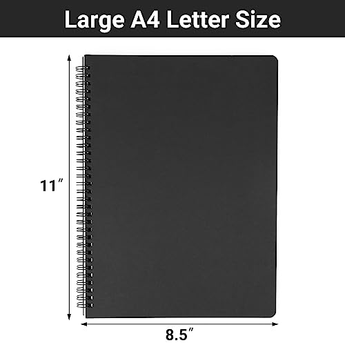 EUSOAR Blank Spiral Notebook, A4 3 Packs 8.5"x 11" Hardcover Blank Kraft Sketch Notebook Bulk,College Wirebound Memo Notepads Diary Planner Notebook Journal with Unlined Paper 120pages/60sheets - color: Black, size: A4-3 Packs