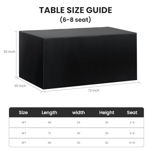 Ascoza 2 Pack Fitted Tablecloth for 6 Foot Rectangle Tables 72 x 30 Inch Black Table Covers Water Resistant Polyester Table Cloth for Wedding, Parties,Display, Trade Show (Black) - color: Black, size: 6FT