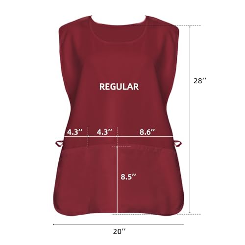 Unisex Cobbler Apron with 3 Deep Pockets, Smock Vest Apron | Multiple colors available, Blank No-Logo, Adjustable Drawstring & Side Ties, Applicable for Cooking, Kitchen,Garden, Cleaning - color: 1 Pack - Red