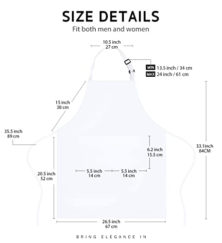 Syntus Apron for Men Women, Adjustable Cooking Kitchen Apron with 2 Pockets | Machine Washable, Firm Stitching, Stain Resistance, Long Tie Straps, 2 Pockets, Versatility, Unisex Use, Gift, BBQ - color: Basic White, style: 2 Cotton