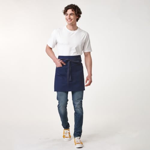 Waist Apron for Men Server Bistro Half 4251BY - color: Navy, size: 1 Pack