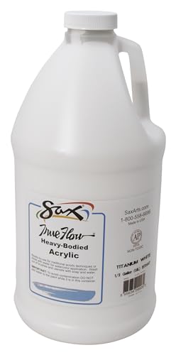 Sax True Flow Heavy Body Acrylic Paint, 1/2 Gallon, Titanium White - 439301, 64 Fl Oz (Pack of 1) - color: Titanium White