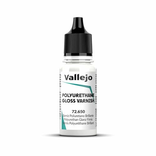 Vallejo - Polyurethane Varnish | Gloss Finish 18 ml. (0.6 fl.oz.) | Extraordinary Hardness & Permanence | Create a Perfect Clear Coat | Scratch Resistant for Outdoor and Indoor Surfaces - style: Gloss 18 ml. (0.6 fl.oz.)