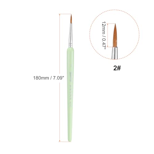 HARFINGTON 6pcs Detail Paint Brushes 12mm Pointed Tip Nylon Hair Miniature Painting Brush for Watercolor Oil Acrylic Painting(2#), Green - color: Green, size: 2# 12mm