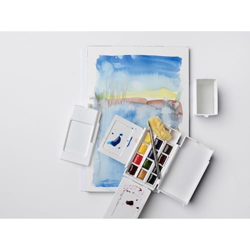Winsor & Newton Professional Watercolor Paint Set, Field Pocket Box - style: Compact Set 12 Half Pan & Accessories