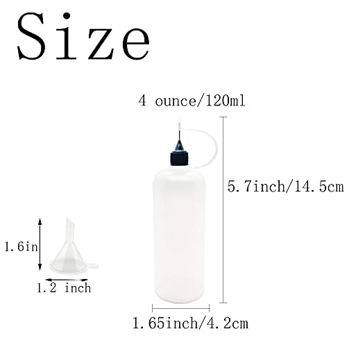 12 Pcs 4 Ounce Precision Tip Applicator Bottles, Multicolor Lids
