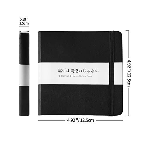 5x5" Sketchbook,Pocket Hardcover Notebooks,Sketch Books for Drawing Writing | 110gsm Black Paper,82Sheet/164Pages,PU Leather Cover,Portable Small Size for Sketching,Diary Memo Planner. - color: Black Paper-PU Cover