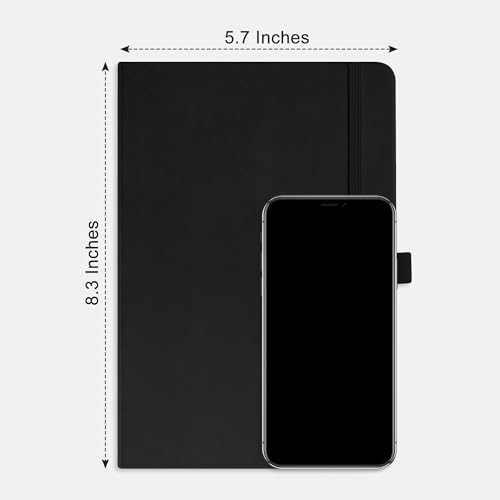 RETTACY Blank Journal Notebook, 192 Pages per Pack, A5 Size (5.7'' x 8.3'') - color: Black & Black