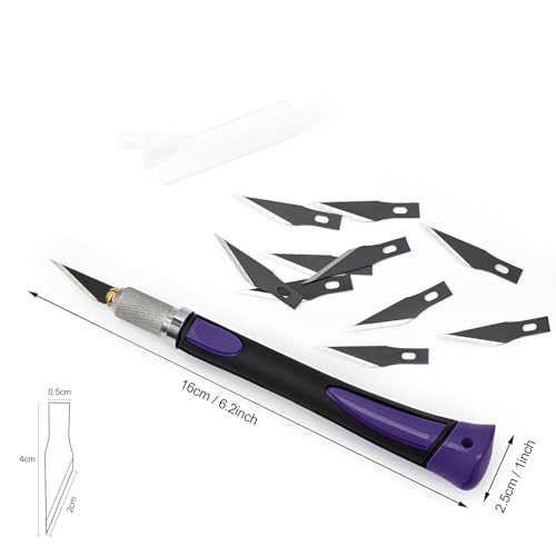 EHDIS Precision Hobby Knife Set Utility Craft Knife Kit with 10PCS Blades for Art, Working-Stencil, Scoring, Scrapbooking, Architecture Modeling, Crafting, Precision Knife (Purple) - color: Purple