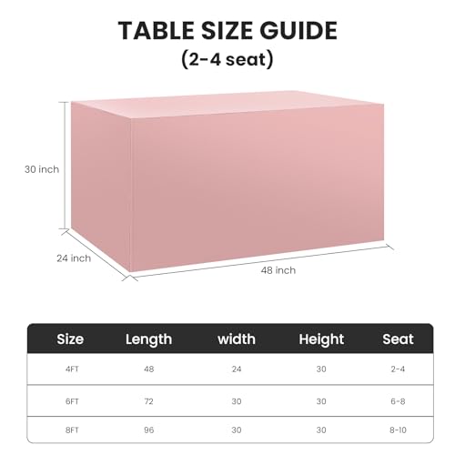 Ascoza 2 Pack Fitted Tablecloth for 4 Foot Rectangle Tables 48 x 24 Inch Dusty Pink Table Covers Water Resistant Polyester Table Cloth for Wedding, Parties,Display, Trade Show (Dusty Pink) - color: Dusty Pink, size: 4FT