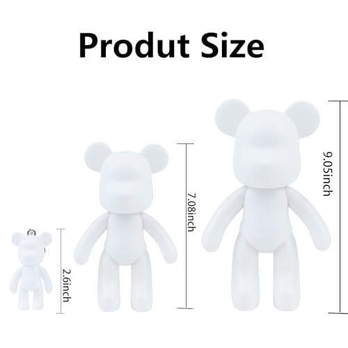 7+9 inch Blank Bear Mold 2 Set DIY Fluid Bear + 1 Keychain Creativity Figure for Home Decoration