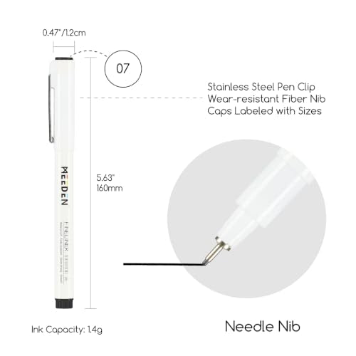 MEEDEN Micro Fineliner Drawing Pens: 0.7mm Needle Nib, 6 Pack, Black Ink | Waterproof archival ink for bold outlining, comic panels, lettering, manga, illustration, and strong line contrast - style: 0.7mm Needle Nib