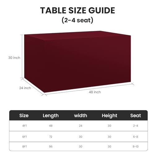 Ascoza 2 Pack Fitted Tablecloth for 4 Foot Rectangle 48 x 24 Inch Burgundy Table Covers Water Resistant Polyester Cloth for Folding, Parties,Display, Trade Show (Burgundy) - color: Burgundy, size: 4FT