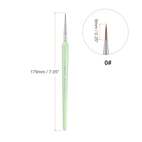 HARFINGTON 6pcs Detail Paint Brushes 9mm Pointed Tip Nylon Hair Miniature Painting Brush for Watercolor Oil Acrylic Painting(0#), Green - color: Green, size: 0# 9mm