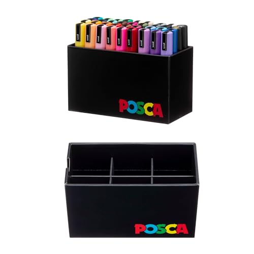 POSCA® PC-5M Paint Markers, Medium (1.8-2.5mm), Assorted, 36 Pack & Caddy - size: 1 Count (Pack of 36), style: Round Tip