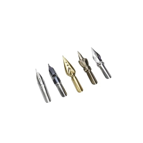 Wood Calligraphy Oblique Dip Pen Holder Set | Removable Nib Pen Handle with 5 Nibs for English Calligraphy Drawing Comic, Black - color: Black