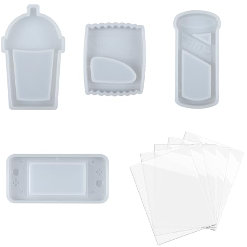 Resin Shaker Molds Set Charms Pendant Jewelry Making Supplies, Drinking Cup, Handheld Game, Chips, Candy 4 Silicone Trays with 5 Seal Films Larger 3inch - color: Charms Pendant Craft 9-Pack