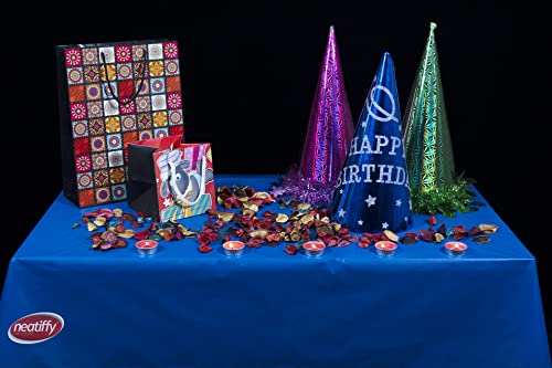Neatiffy Disposable Plastic Tablecloth Roll | Indoor/Outdoor Table Cloth | Table Cover Roll for Rectangle, Square, Round Tables | Picnic, Party, Banquet, Birthdays, Weddings -54 in x 108 ft-Royal Blue - color: Royal Blue