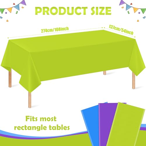 12 Pack Monster Plastic Tablecloth for Rectangle Tables, Blue Green Purple Disposable Table Cover, Rectangle Table Cloth for Birthday Monster University Party Supplies Decorations, 54 x 108 Inch - color: Blue Purple and Green