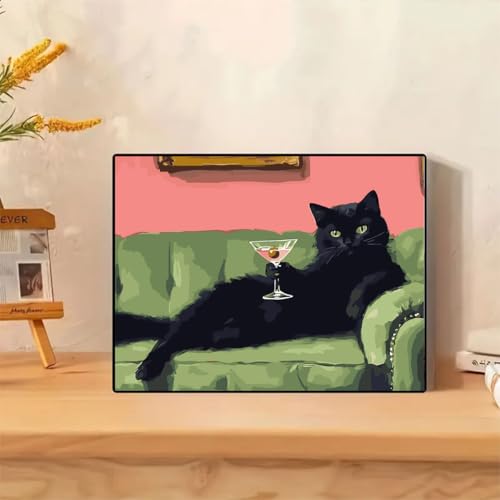 GEMFAMILY Black Cat Paint by Numbers Kit for Adults Beginner 16 X 20 inch | Funny Adult Paint by Number Kits on Canvas,Easy Canvas Paint by Numbers for Adults,Home Wall Decoration - color: HL6632