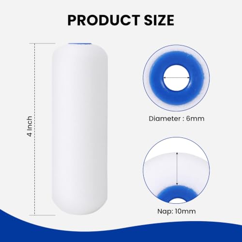 Mister Rui 4 Inch Foam Paint Roller Covers, 10-Pack for Cabinets & Doors - color: 10 Pcs 4" Double-rounded