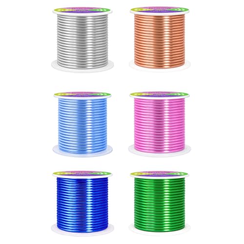 Mandala Crafts 8 GA Pink Green Blue Assorted Anodized Aluminum Craft Wire - color: Silver Copper True Blue Pink Ice Blue Kelly Green, size: 8 Gauge 20X6 Feet