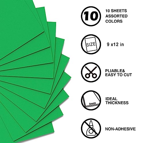 MEARCOOH Green Foam Sheets Crafts 9x12 Inch 2mm Eva Color Craft Foam Paper for Crafts Project Preschoolers Classroom Scrapbooking DIY Cosplay(10 Sheets) - color: Green, size: 10PCS Non-adhesive
