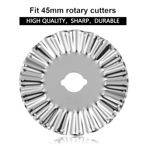 Mudder 2 Pieces Perforating Rotary Cutter Blades Stitch Rotary Replacement Blades with Plastic Box for Crochet Cutting Crafting Sewing Leather Paper Cardstock (Sliver,45mm,Waves) - color: Sliver, size: 45mm, style: Waves