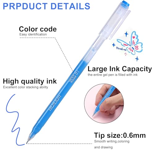 168 Color Gel Pens, 0.6 mm Fine Tip Gel Pens for Coloring with Portable Case—Assorted Colored Pens for Adult Coloring Books, Journaling, Scrapbooking, Painting, Drawing & DIY Crafts, Water-Based