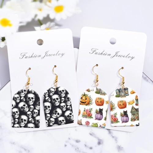8 Pcs Halloween Transfer Paper for Polymer Clay, Skull Pumpkin Ghost Moon Spiders Pattern Water Transfer Sheet for Polymer Clay, Water Soluble Transfer Sheet for Earrings Jewelry Making 5.8X3.9 in - color: 8 PCS Halloween